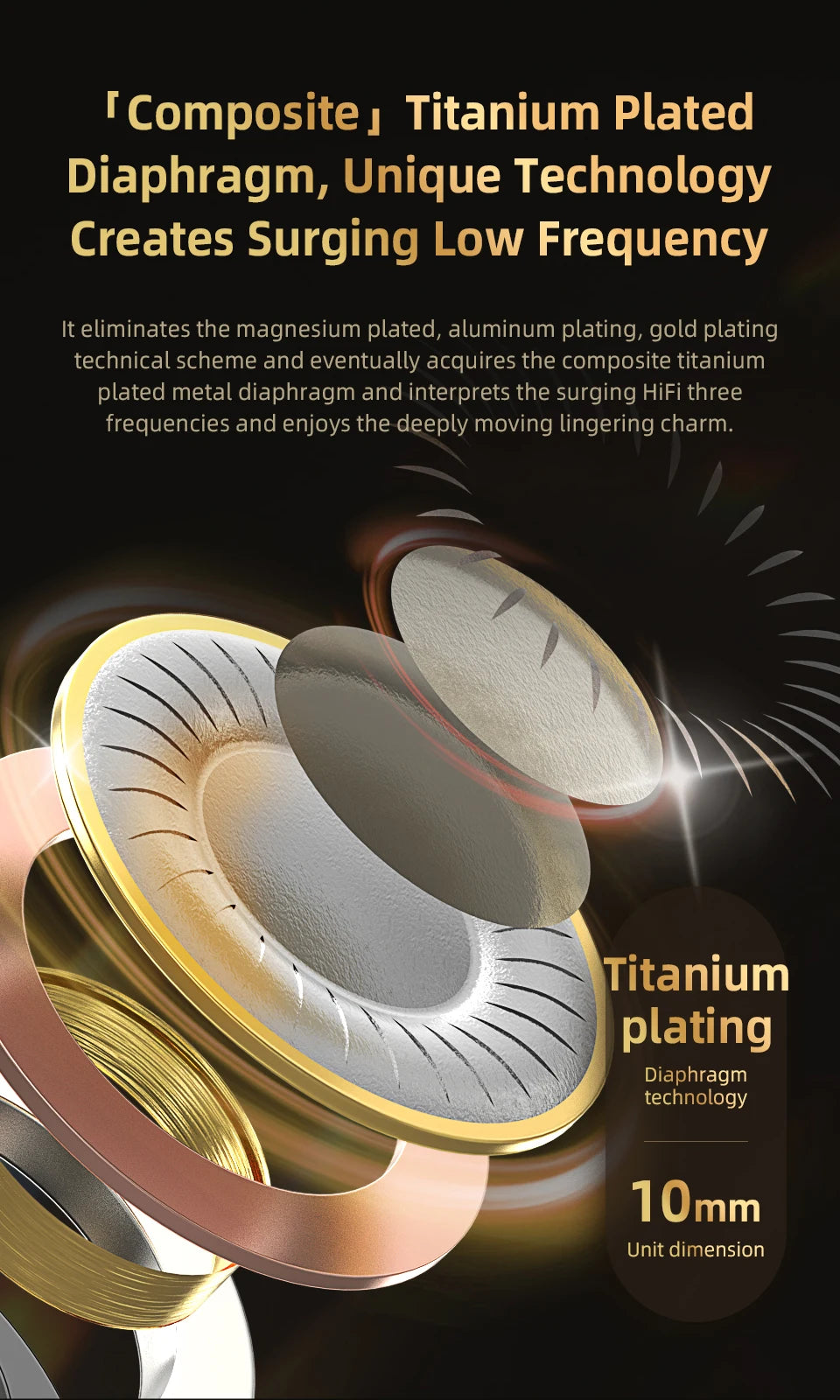 QKZ x HBB 10mm Titanium-Coated Diaphragm HiFi In Ear Monitor Earphones Semi-open Cavity CNC Aluminum Alloy Faceplate