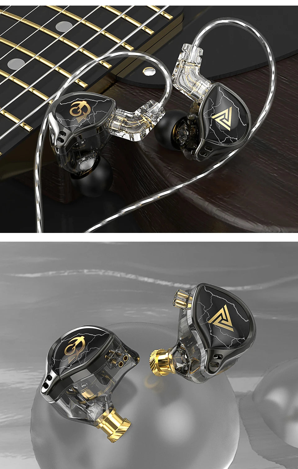 QKZ x HBB 10mm Titanium-Coated Diaphragm HiFi In Ear Monitor Earphones Semi-open Cavity CNC Aluminum Alloy Faceplate