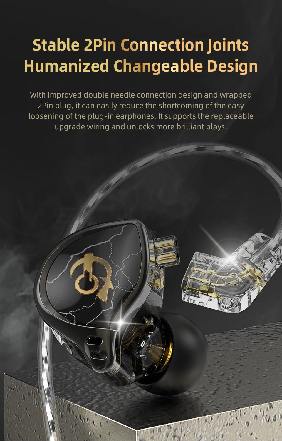 QKZ x HBB 10mm Titanium-Coated Diaphragm HiFi In Ear Monitor Earphones Semi-open Cavity CNC Aluminum Alloy Faceplate