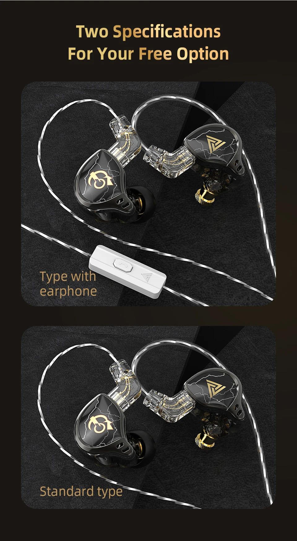QKZ x HBB 10mm Titanium-Coated Diaphragm HiFi In Ear Monitor Earphones Semi-open Cavity CNC Aluminum Alloy Faceplate