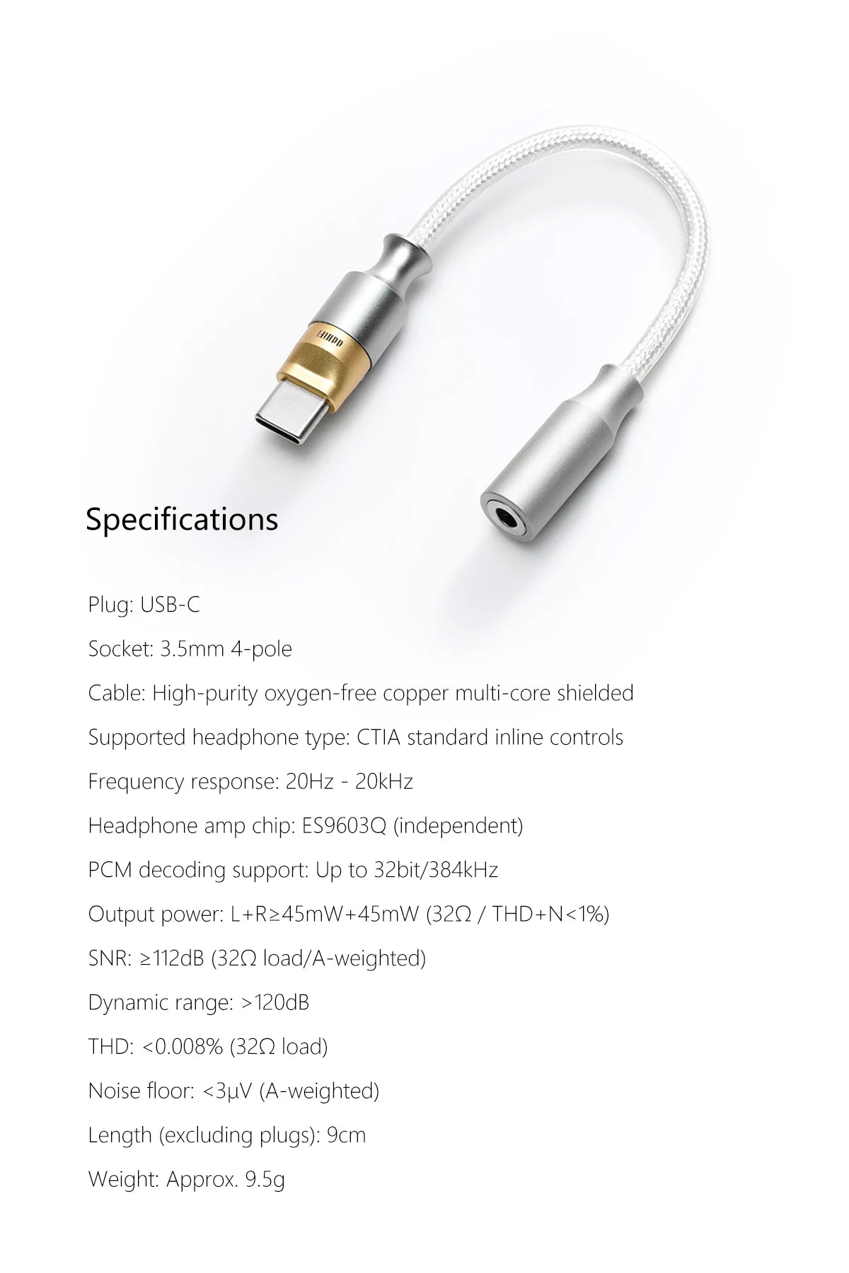 DDHiFi TC35CM2 High-Fidelity Lossless Decoding Adapter Cable with Plug Detection and Microphone Support