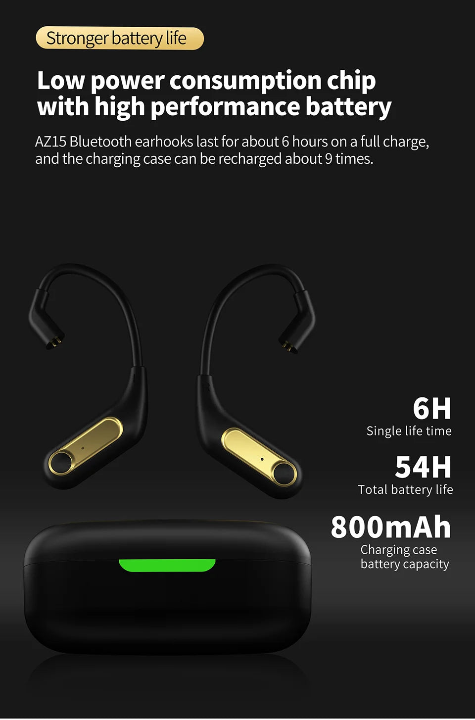 KZ AZ15 Bluetooth-compatible 5.2 Wireless Ear Hook Upgrade QCC3046 Wireless Module with Charging Case