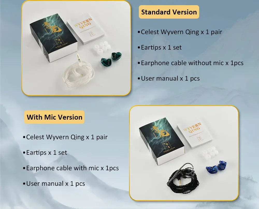 Kinera Celest Wyvern Qing IEMs HIFI In-Ear Wired Earphones LCP Dynamic Driver Monitor Headphone with Mic Detachable Audio Cable