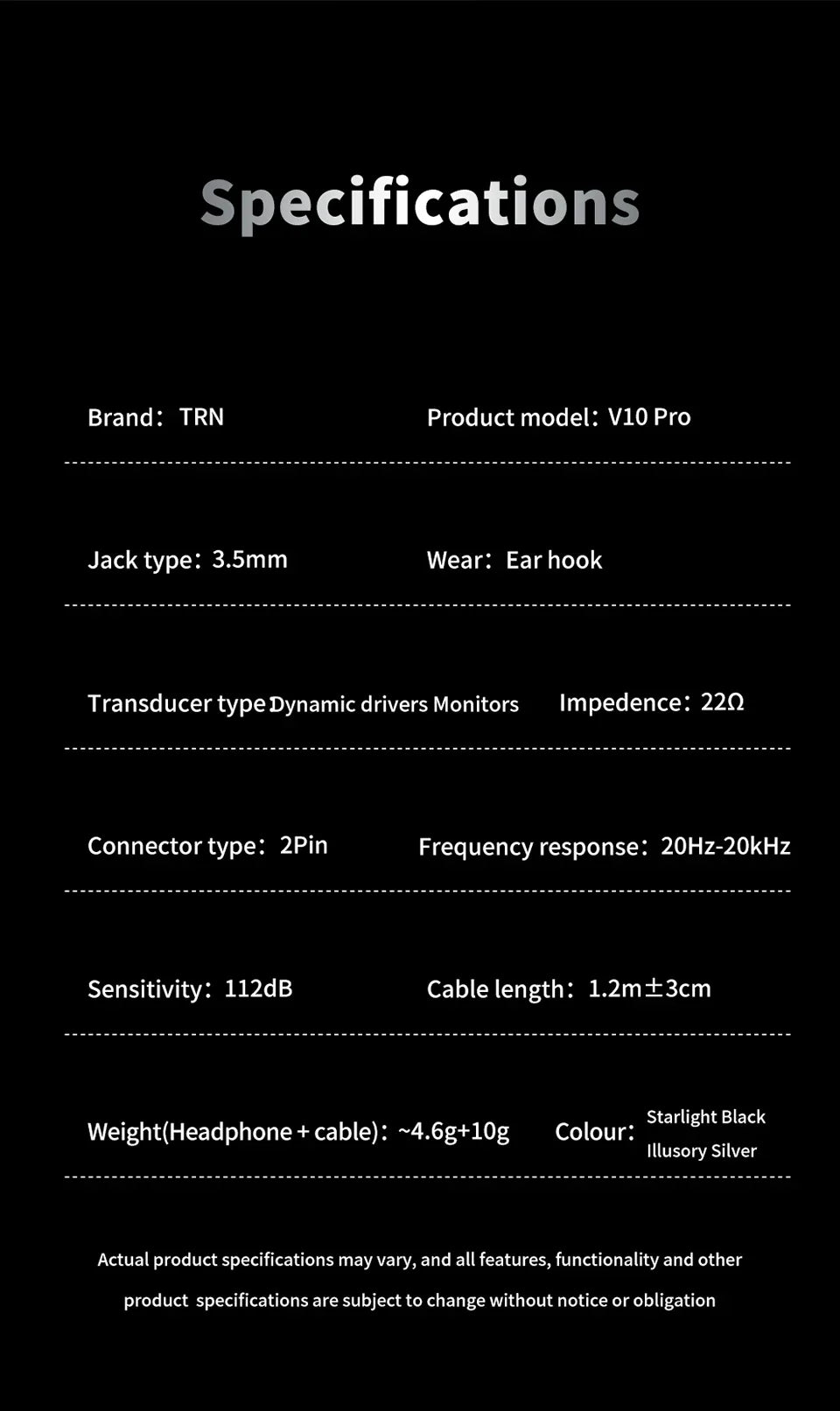 TRN V10 PRO HIFI Wired Earphones 2BA+2DD High-Frequency Balanced Armature Driver Combination In-Ear Monitors Headphones Custom