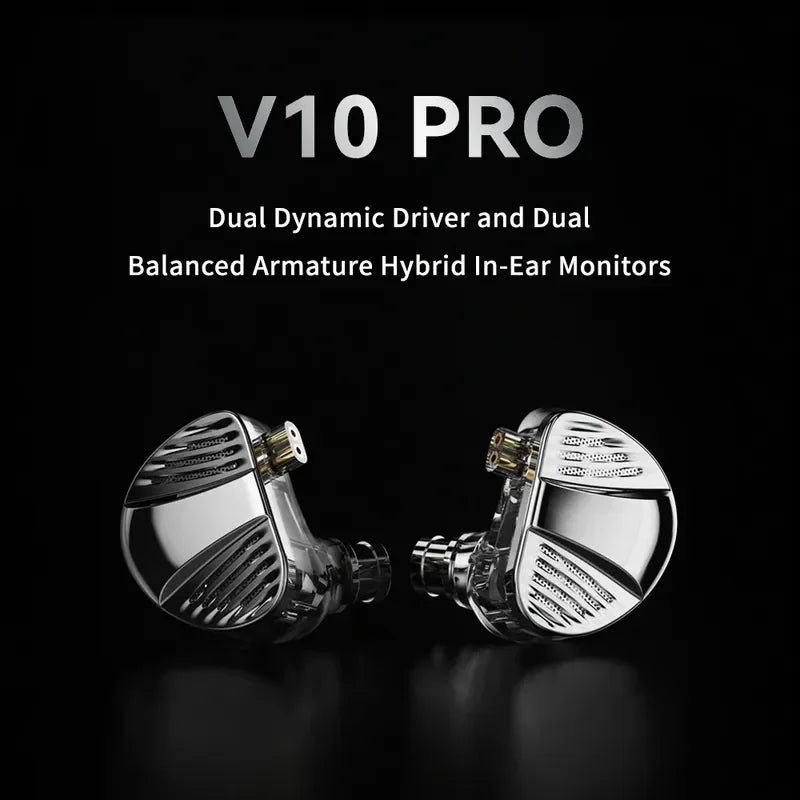 TRN V10 PRO HIFI Wired Earphones 2BA+2DD High-Frequency Balanced Armature Driver Combination In-Ear Monitors Headphones Custom