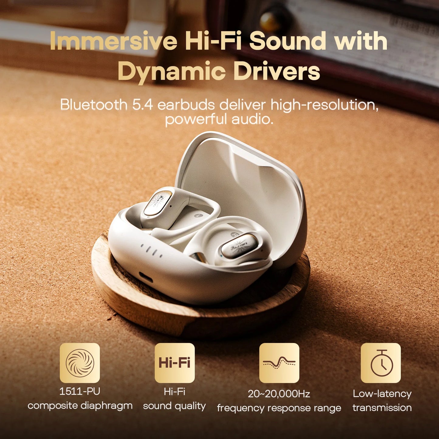 Kiwi Ears Attiva OWS Bluetooth Earbuds Wireless Advanced Bluetooth 5.4 Long Battery Life Comfortable In-Ear Headset for Sports