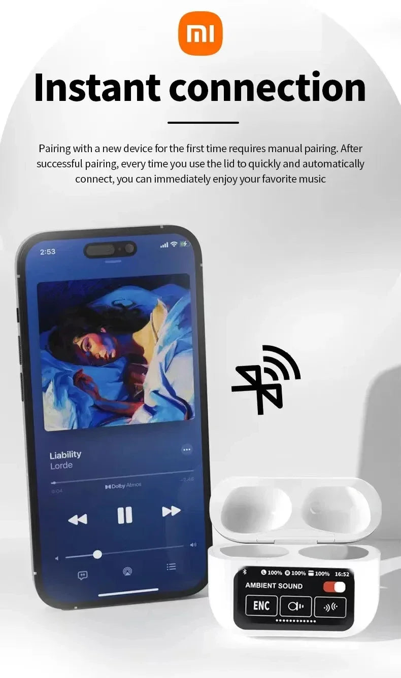 Xiaomi A10 Pro ENC TWS BluetoothEarphones 5.3Touch Screen with Microphone Noise Reduction Earphones Suitable for Android and iOS