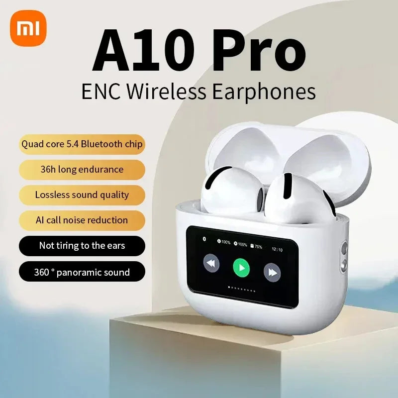 Xiaomi A10 Pro ENC TWS BluetoothEarphones 5.3Touch Screen with Microphone Noise Reduction Earphones Suitable for Android and iOS