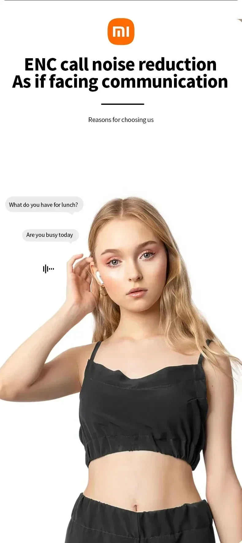 Xiaomi A10 Pro ENC TWS BluetoothEarphones 5.3Touch Screen with Microphone Noise Reduction Earphones Suitable for Android and iOS