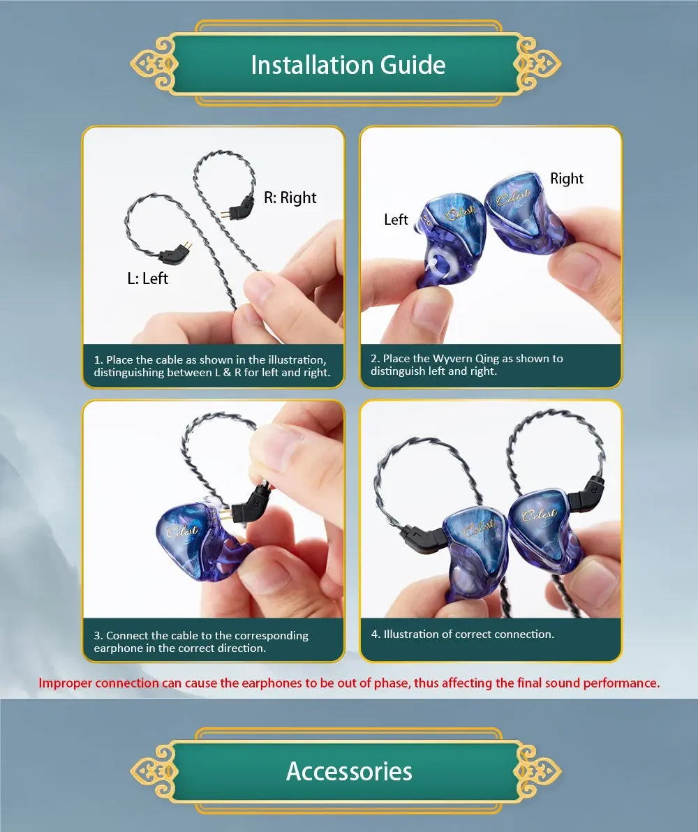 Kinera Celest Wyvern Qing IEMs HIFI In-Ear Wired Earphones LCP Dynamic Driver Monitor Headphone with Mic Detachable Audio Cable