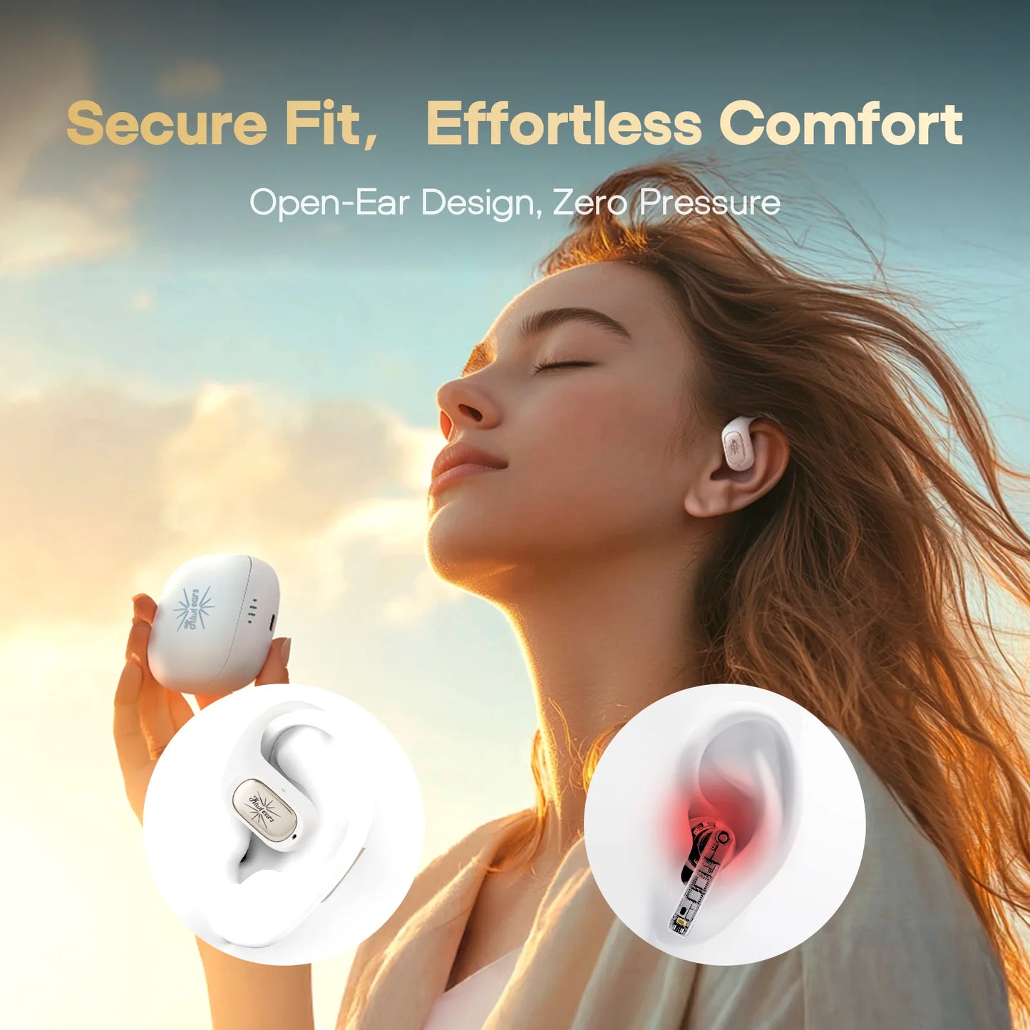 Kiwi Ears Attiva OWS Bluetooth Earbuds Wireless Advanced Bluetooth 5.4 Long Battery Life Comfortable In-Ear Headset for Sports