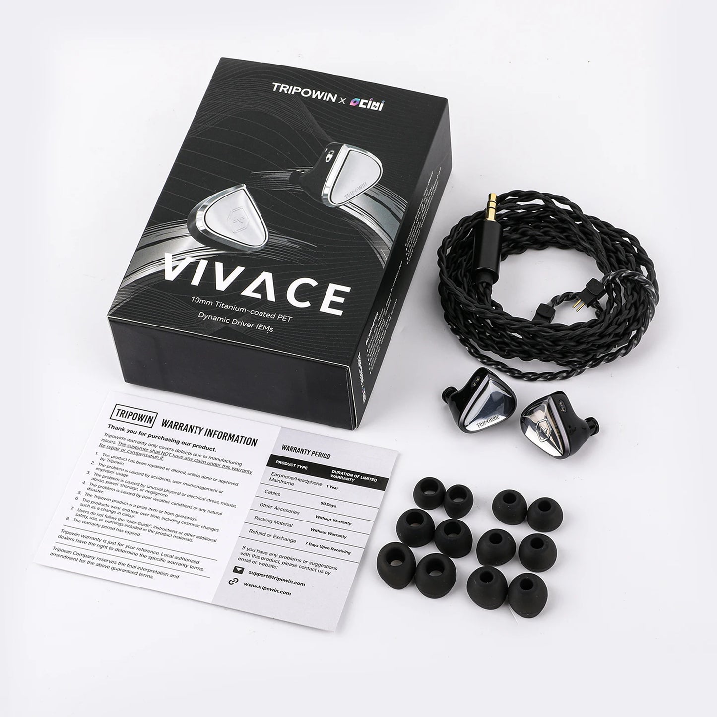 Tripowin x 0DiBi: Vivace 10mm Titanium Diaphragm Dynamic Driver IEM Hifi Earphones with High Quality Audiophile Cable