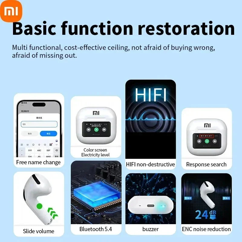 Xiaomi A10 Pro ENC TWS BluetoothEarphones 5.3Touch Screen with Microphone Noise Reduction Earphones Suitable for Android and iOS