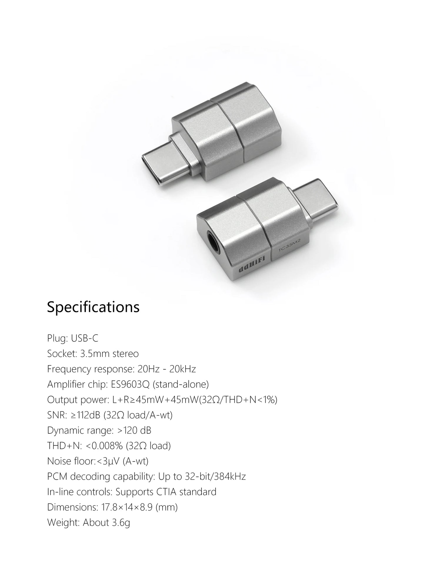 Pre-order DDHiFi TC35M2 USB-C to 3.5mm Audio Decoder Adapter Supports Insertion Detection and In-Line Controls ES9603Q