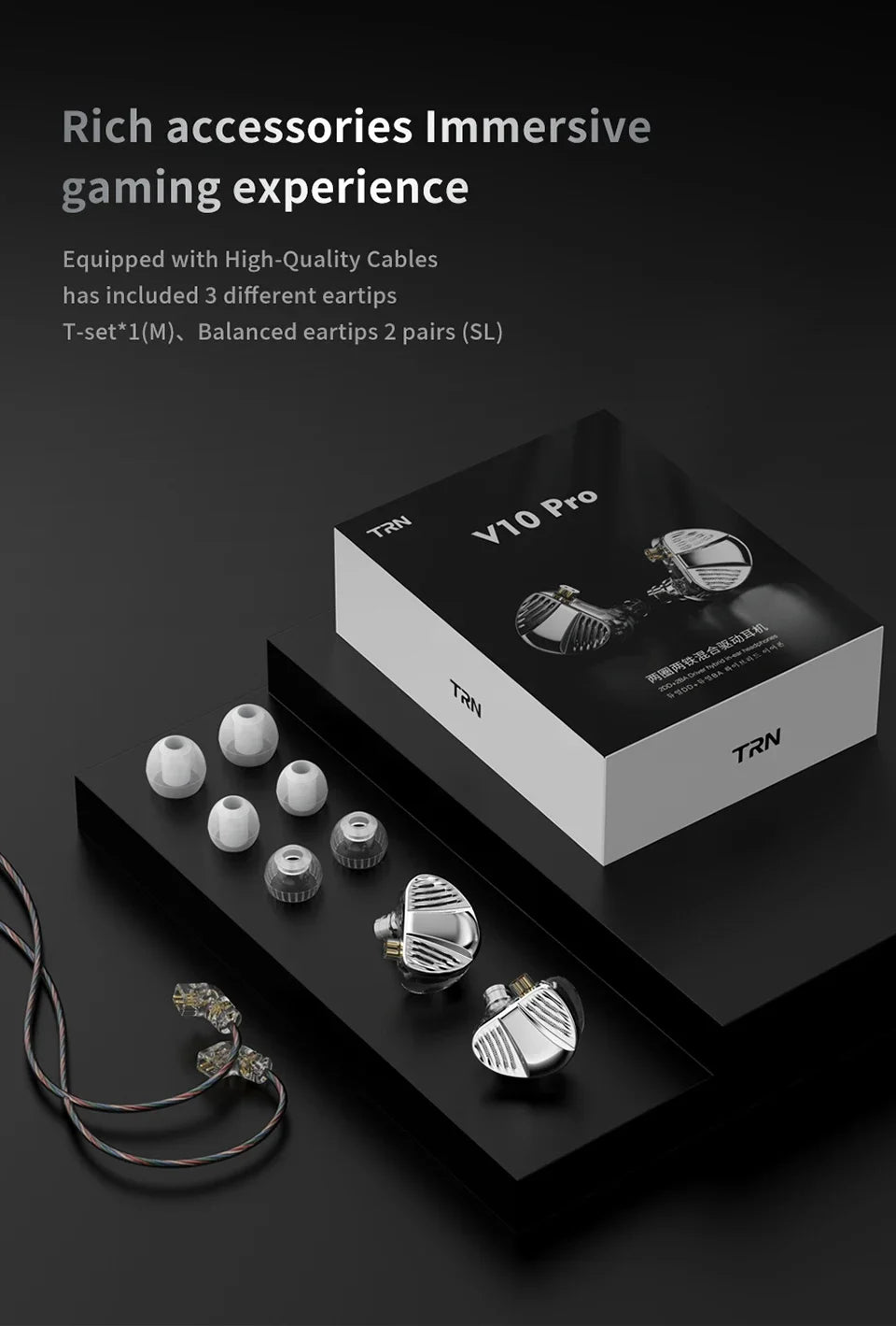 TRN V10 PRO HIFI Wired Earphones 2BA+2DD High-Frequency Balanced Armature Driver Combination In-Ear Monitors Headphones Custom