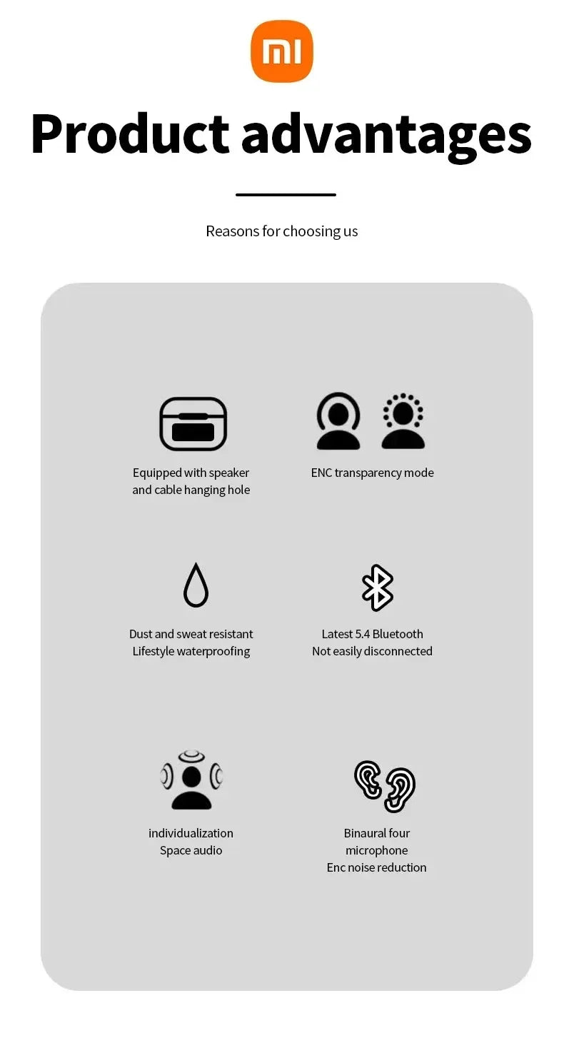 Xiaomi A10 Pro ENC TWS BluetoothEarphones 5.3Touch Screen with Microphone Noise Reduction Earphones Suitable for Android and iOS