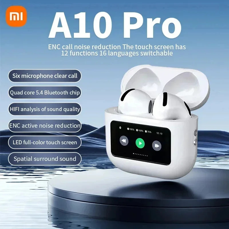 Xiaomi A10 Pro ENC TWS BluetoothEarphones 5.3Touch Screen with Microphone Noise Reduction Earphones Suitable for Android and iOS