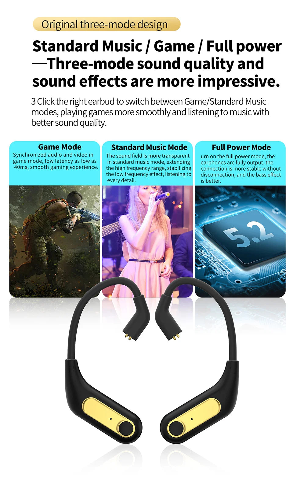 KZ AZ15 Bluetooth-compatible 5.2 Wireless Ear Hook Upgrade QCC3046 Wireless Module with Charging Case