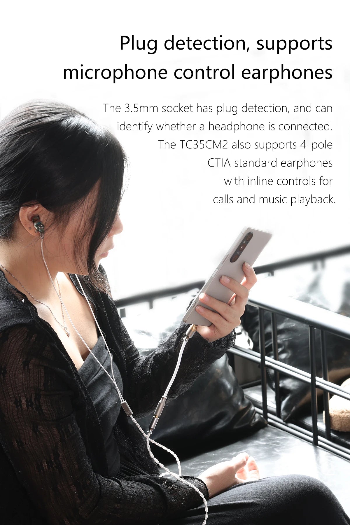DDHiFi TC35CM2 High-Fidelity Lossless Decoding Adapter Cable with Plug Detection and Microphone Support