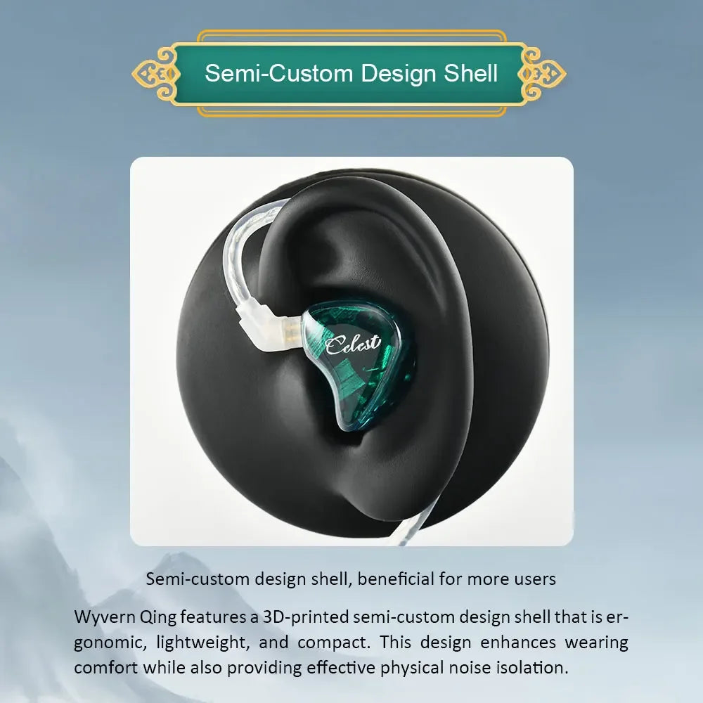 Kinera Celest Wyvern Qing IEMs HIFI In-Ear Wired Earphones LCP Dynamic Driver Monitor Headphone with Mic Detachable Audio Cable