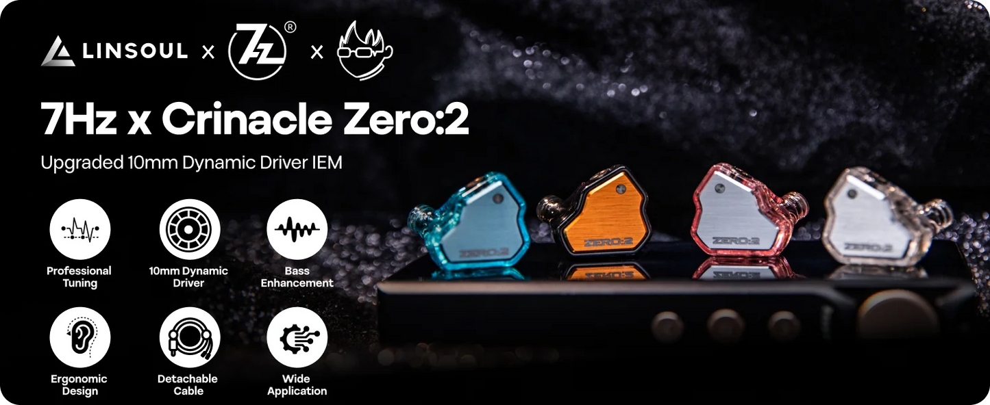 7Hz x Crinacle Zero :2 Updated 10mm Dynamic Driver IEM Wired Earbuds Earphones Gaming Earbuds with OFC IEM Cable for Musician