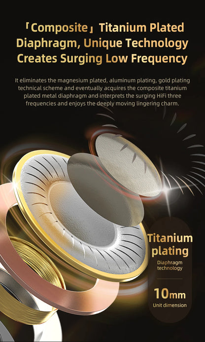 QKZ x HBB 10mm Titanium-Coated Diaphragm HiFi In Ear Monitor Earphones Semi-open Cavity CNC Aluminum Alloy Faceplate