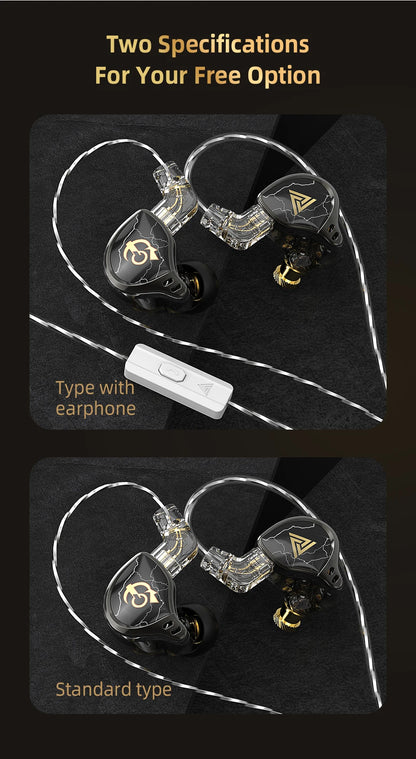 QKZ x HBB 10mm Titanium-Coated Diaphragm HiFi In Ear Monitor Earphones Semi-open Cavity CNC Aluminum Alloy Faceplate