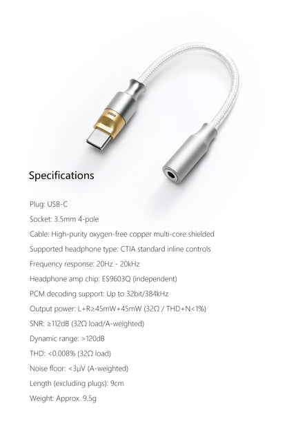 DDHiFi TC35CM2 High-Fidelity Lossless Decoding Adapter Cable with Plug Detection and Microphone Support