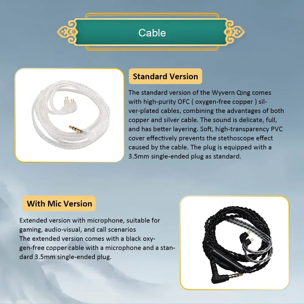 Kinera Celest Wyvern Qing IEMs HIFI In-Ear Wired Earphones LCP Dynamic Driver Monitor Headphone with Mic Detachable Audio Cable