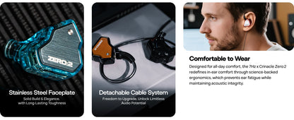 7Hz x Crinacle Zero 2  IEM Wired Earbuds Updated 10mm Dynamic Driver Earphones Gaming Earbuds with OFC IEM Cable for Musician