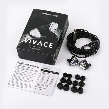 Tripowin x 0DiBi: Vivace 10mm Titanium Diaphragm Dynamic Driver IEM Hifi Earphones with High Quality Audiophile Cable