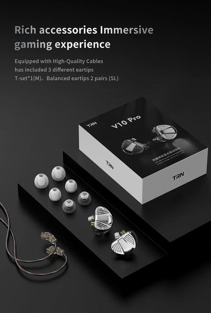 TRN V10 PRO HIFI Wired Earphones 2BA+2DD High-Frequency Balanced Armature Driver Combination In-Ear Monitors Headphones Custom