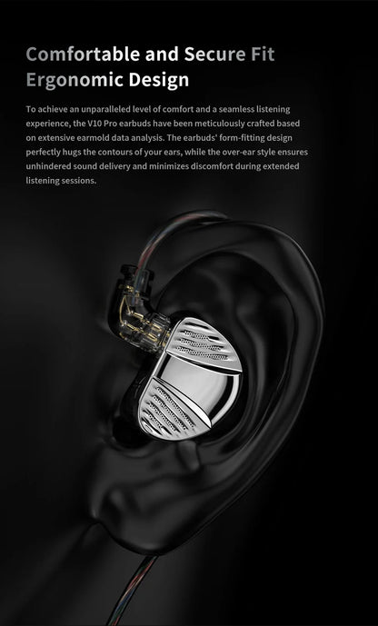TRN V10 PRO HIFI Wired Earphones 2BA+2DD High-Frequency Balanced Armature Driver Combination In-Ear Monitors Headphones Custom