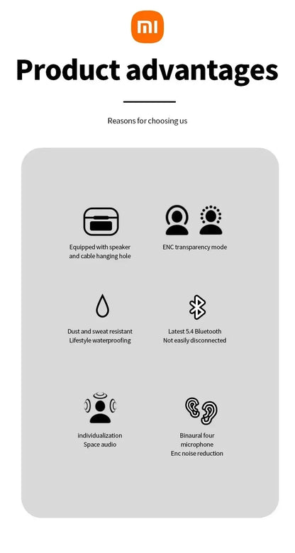 Xiaomi A10 Pro ENC TWS BluetoothEarphones 5.3Touch Screen with Microphone Noise Reduction Earphones Suitable for Android and iOS