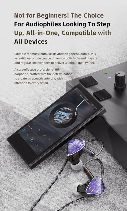 QKZ x HBB Hades 2DD In-Ear Monitor HiFi Earphone Wired Earbuds with Detachable Cable for Audiophiles Musicians