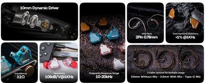7Hz x Crinacle Zero 2  IEM Wired Earbuds Updated 10mm Dynamic Driver Earphones Gaming Earbuds with OFC IEM Cable for Musician